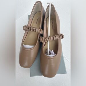 C.Paravano Women’s Camel Mary Jane Flat Shoes